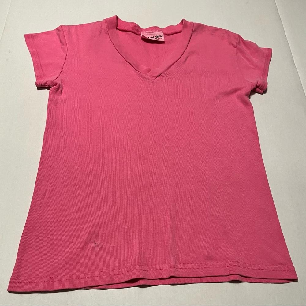 Michael Stars Womens ONE SIZE Barbie Pink Fitted Short Sleeve Shirt‎ *FLAWED*